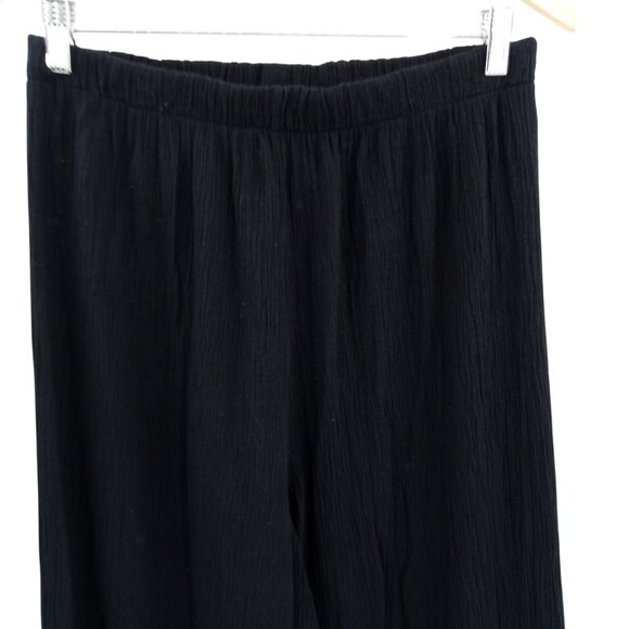 Bryn Walker Black Cotton Gauze Wide Leg Pants Size XL Lagenlook Pockets Pull On - Picture 2 of 13